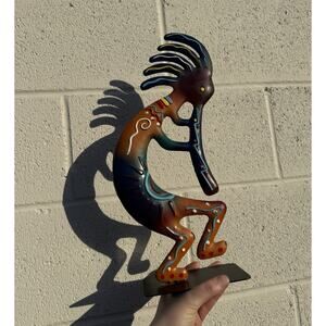 KOKOPELLI LAZART METAL ART 15" Hand Painted Southwest Decor Native American Art